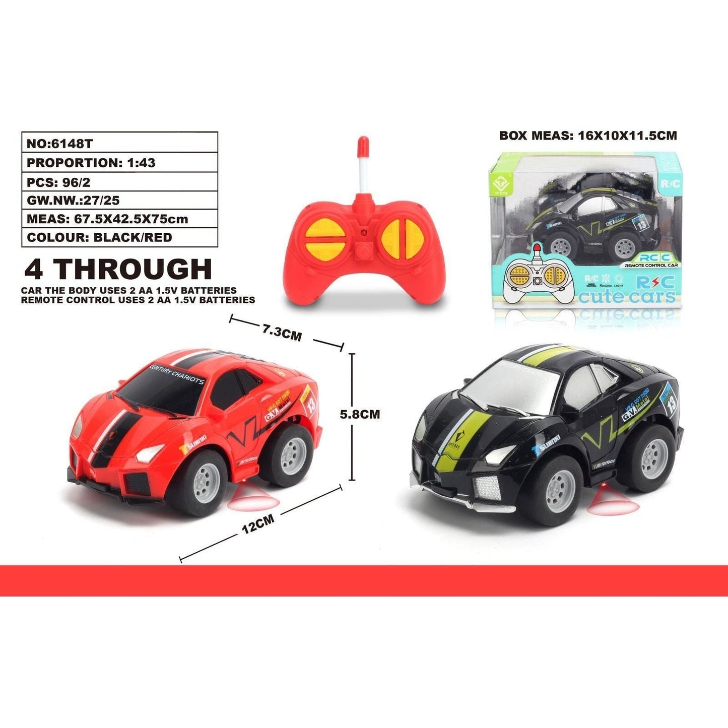 TORNADO RC 1:43 LAMBORGHINI GRAFFITO RTR - RED