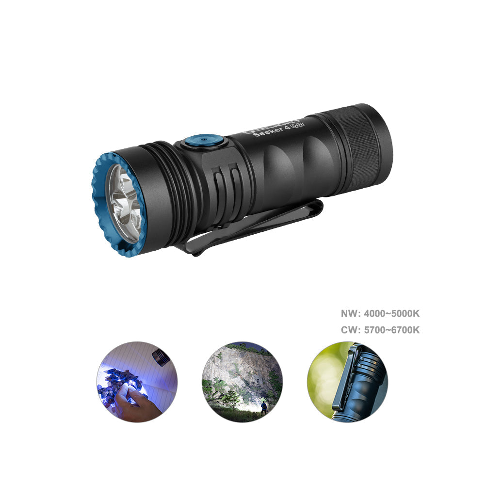 
                  
                    Olight Seeker 4 Mini 1200 Lumens Mini EDC Torch with White & UV Light-Olight-ProHobbies
                  
                
