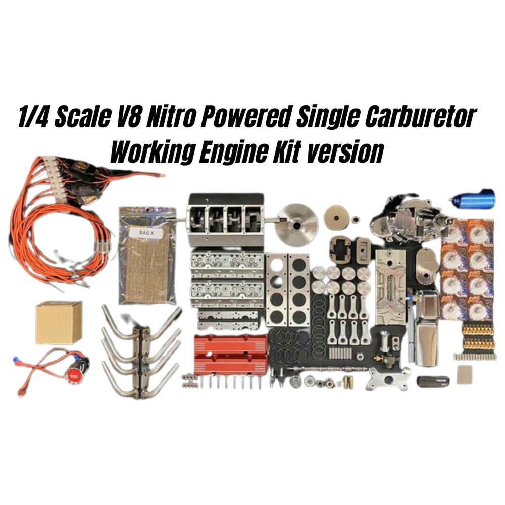 1/4 Scale V8 Nitro Powered Single Carburetor Working Engine Kit version