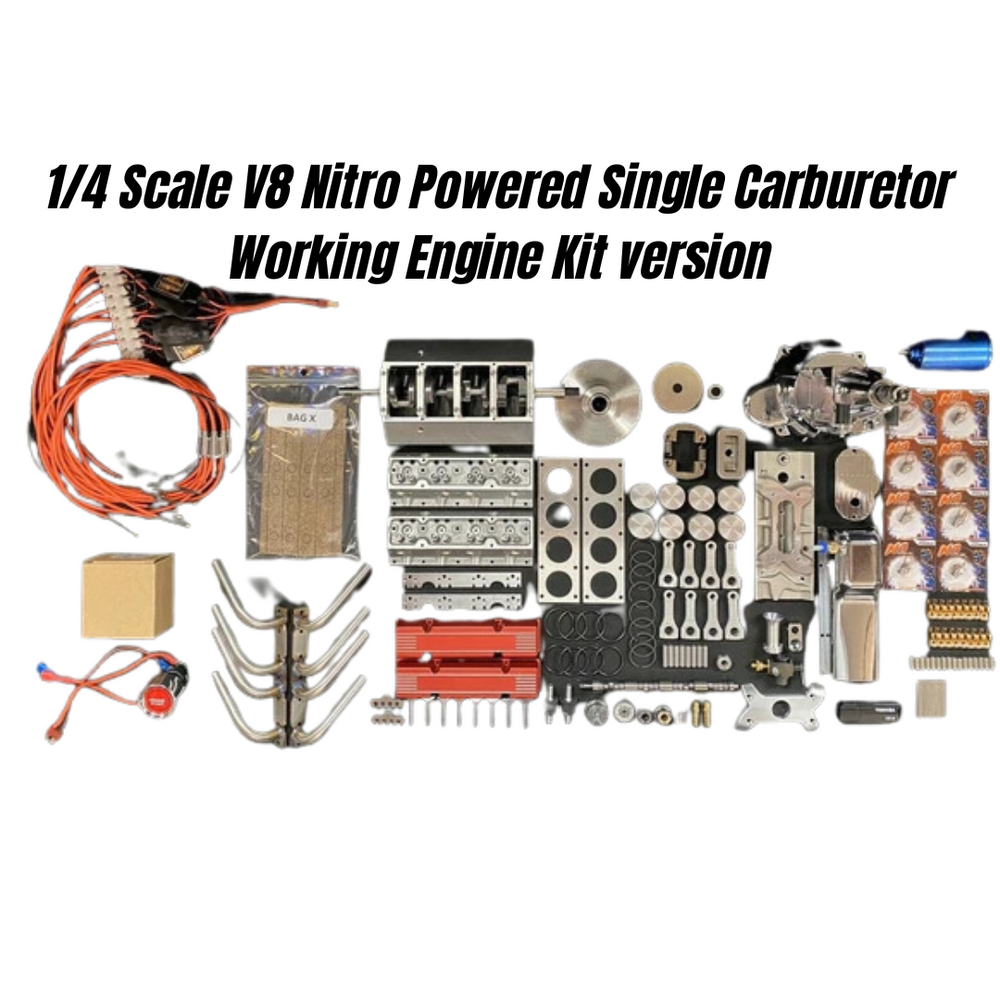 1/4 Scale V8 Nitro Powered Single Carburetor Working Engine Kit version