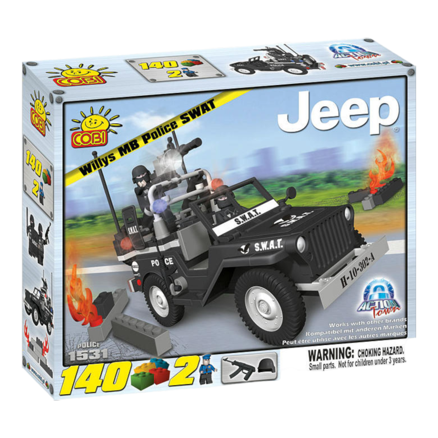 Action Town - 140 Piece Willys MB Jeep Police SWAT Car Construction Set-Cobi-ProHobbies