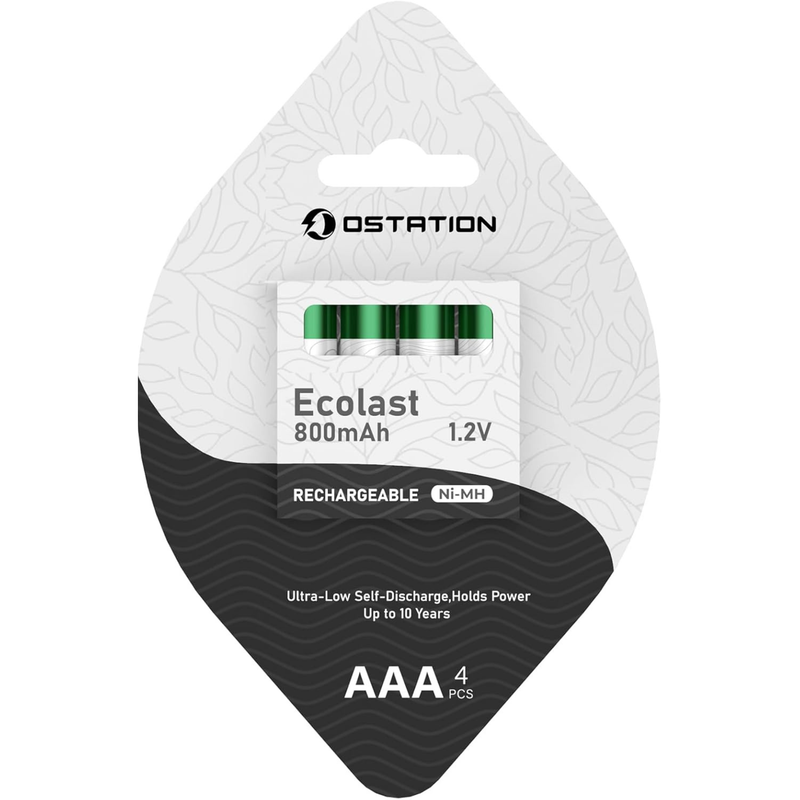 Ostation 1.2V AAA Rechargeable Batteries 800mAh Low Self-Discharge NiMH Battery(4 Pcs)