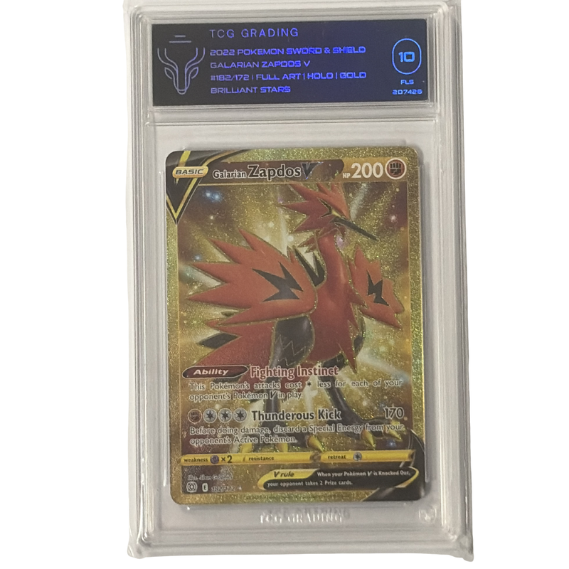 TCG Graded Pokemon Galarian Zapdos V - 2022 Sword & Shield - Graded 10