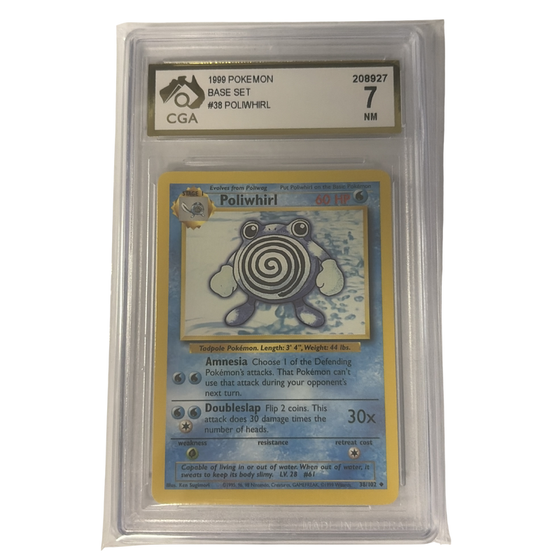 CGA Graded Pokemon 1999 Base Set #38 Poliwhirl - Graded 7