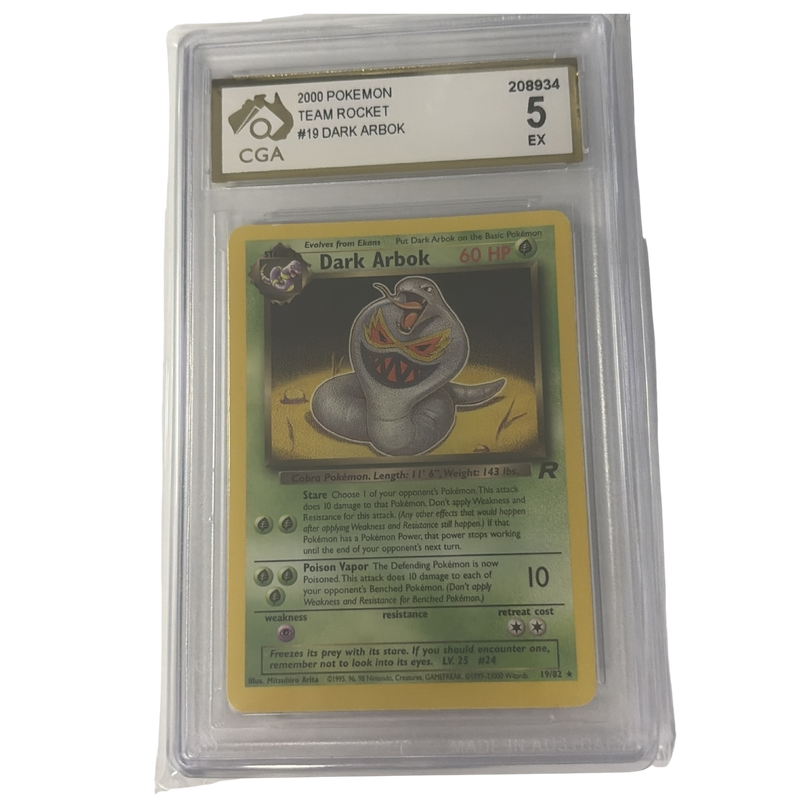 CGA Graded Pokemon 2000 Team Rocket #19 Dark Arbok - Graded 5