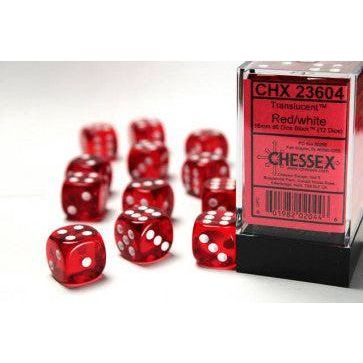 Chessex 16mm D6 Dice Block Translucent Red/White-Games Workshop-ProHobbies