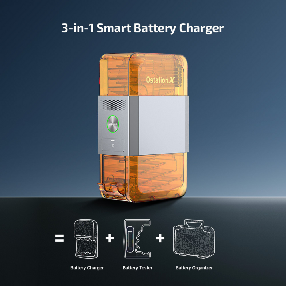 Olight Ostation X Automatic 3-in-1 Rechargeable AA Battery Charger, Tester&Organizer