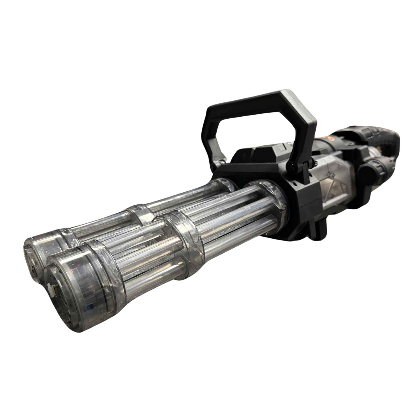 Toy Water Gatling Gun with Dual Rotating Barrels & Muzzle fire w/ backpack water tank