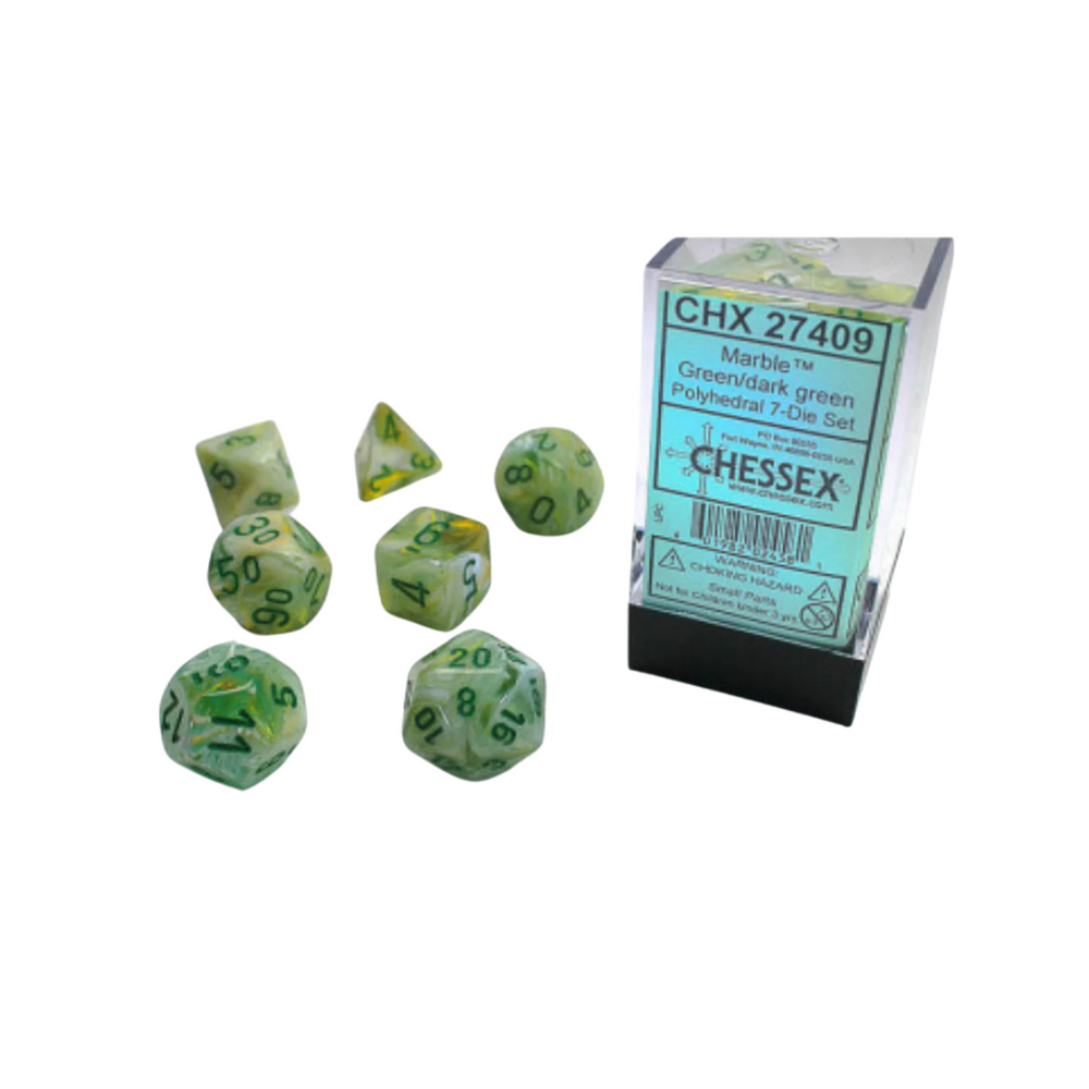 Chessex Polyhedral 7-Die Set - Marble Green
