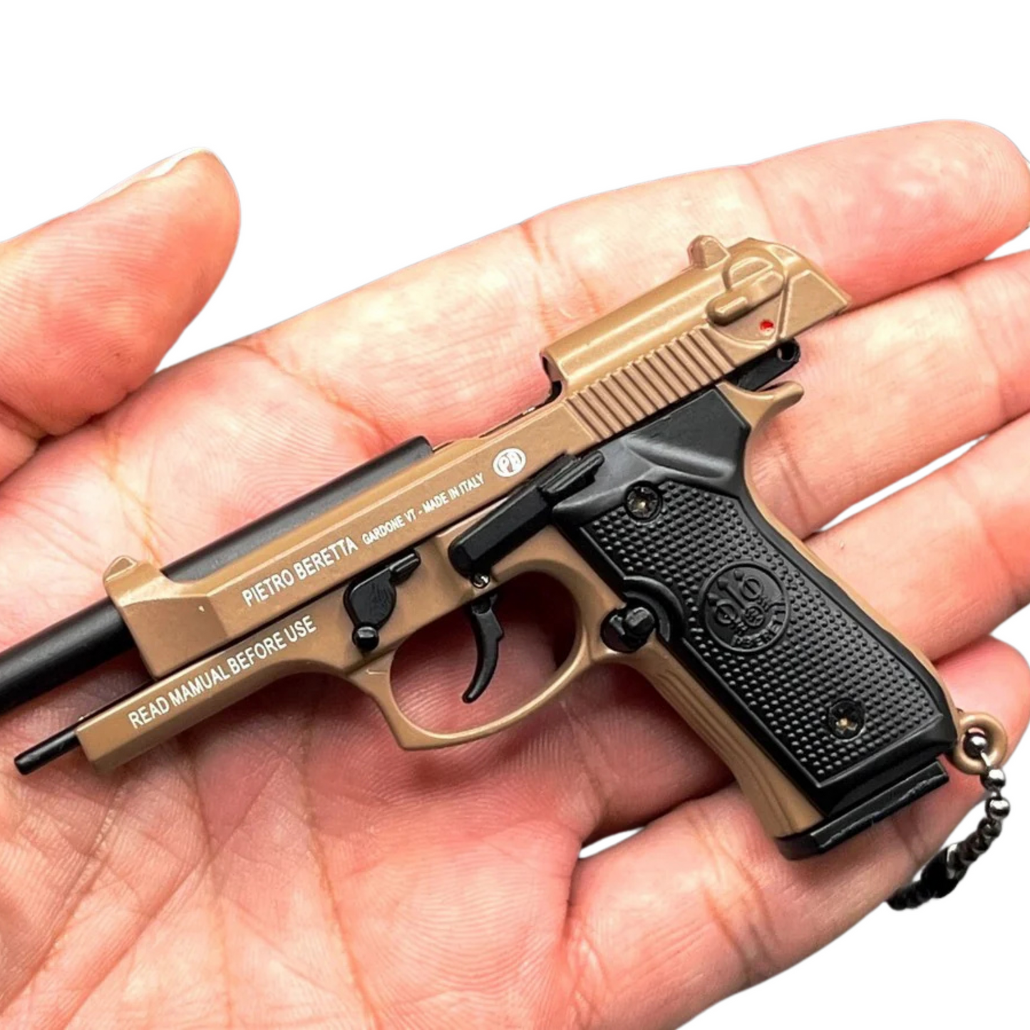 
                  
                    Mini M92 Beretta Keychain – Functional Slide with Imitation Round
                  
                