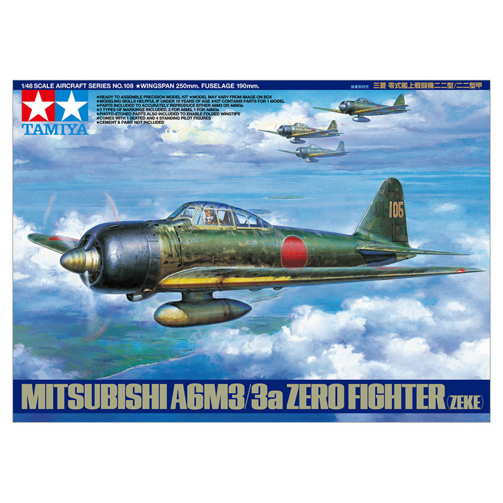 TAMIYA 1/48 SCALE MITSUBISHI A6M3/3A ZERO (ZEKE) SELF BUILD KIT