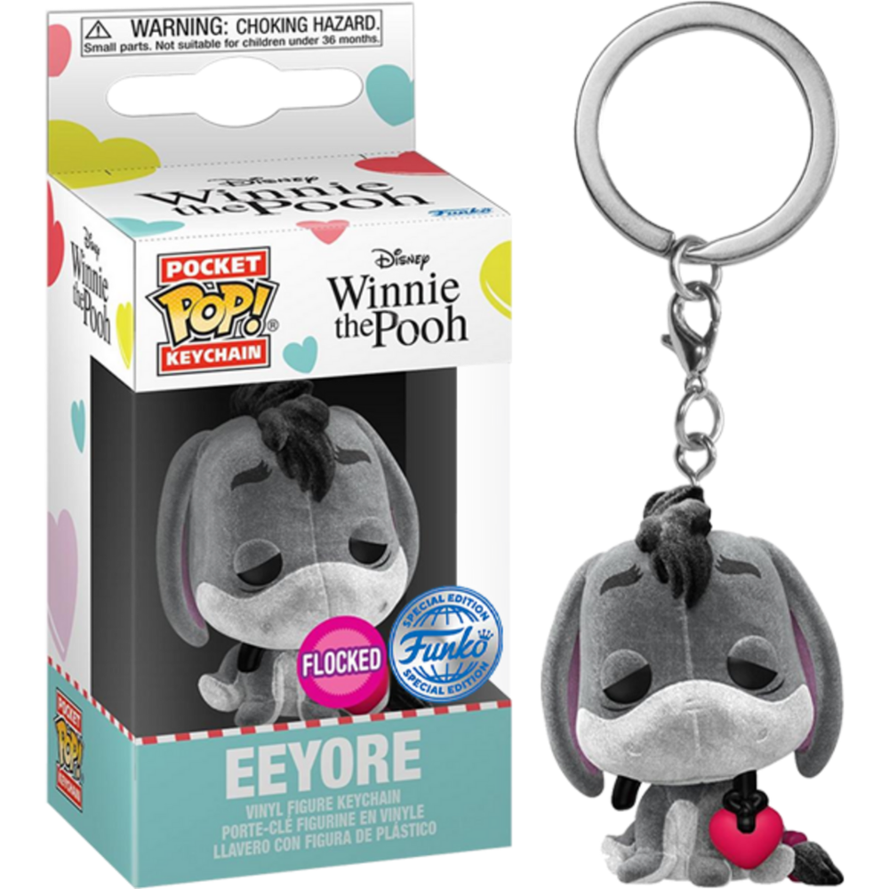 Winnie the Pooh - Eeyore with Heart Flocked Pocket Pop! Vinyl Keychain