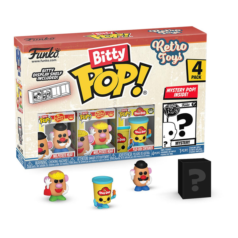 Retro Toys - Mr. Potato Head, Mrs. Potato Head, Play-Doh Container & Mystery Bitty Pop! Vinyl Figure 4-Pack