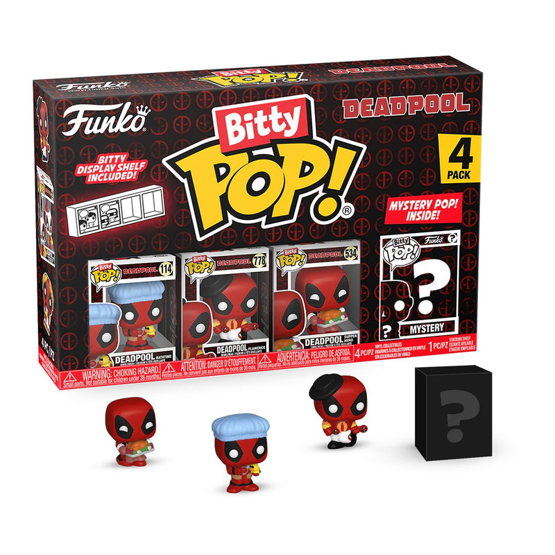 Deadpool - Deadpool (Bathtime), Deadpool (Flamenco), Deadpool (Supper Hero) & Mystery Bitty Pop! Vinyl Figure 4-Pack