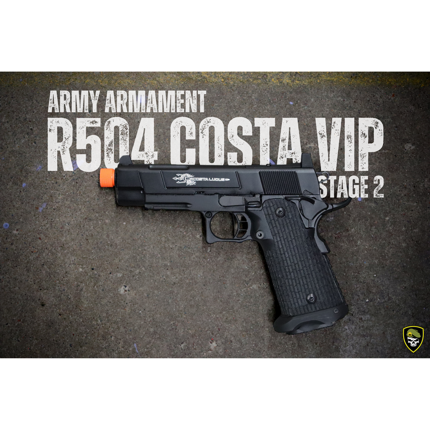 
                  
                    Army Armament Stage 2 R504 Costa VIP Style GBB Pistol w/ RMR Mount Base Gel Blaster
                  
                