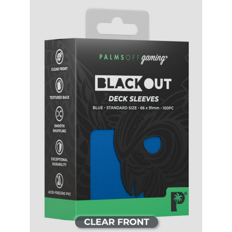 Palms Off Gaming - BLACKout Deck Sleeves - Standard - 100pc - BLUE