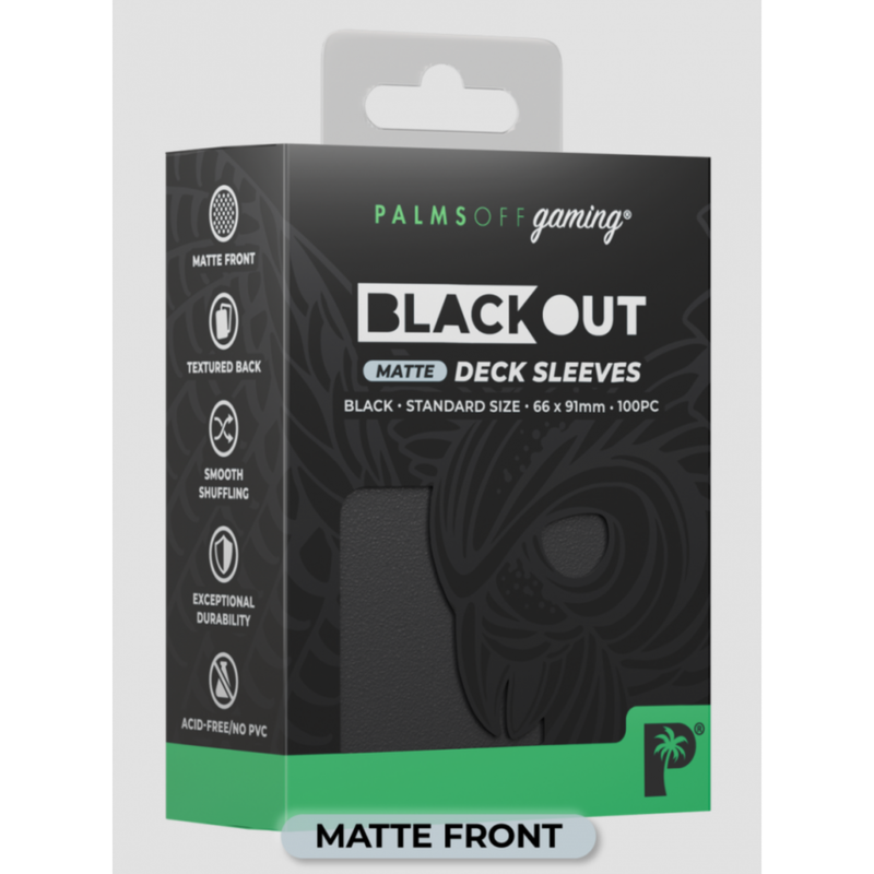 Palms Off Gaming - BLACKout Deck Sleeves - Standard - 100pc - BLACK - Matte
