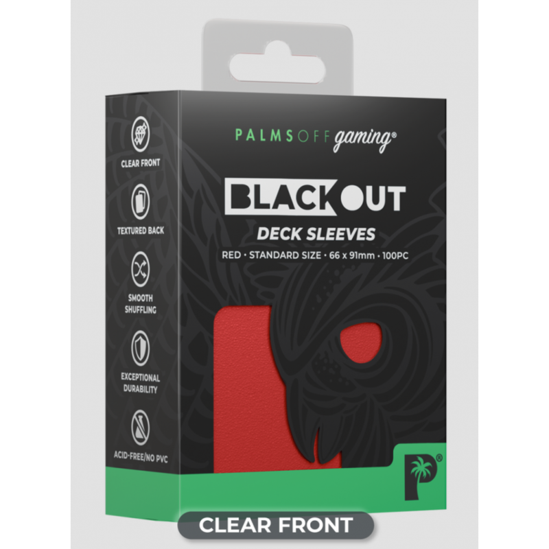 Palms Off Gaming - BLACKout Deck Sleeves - Standard - 100pc - RED