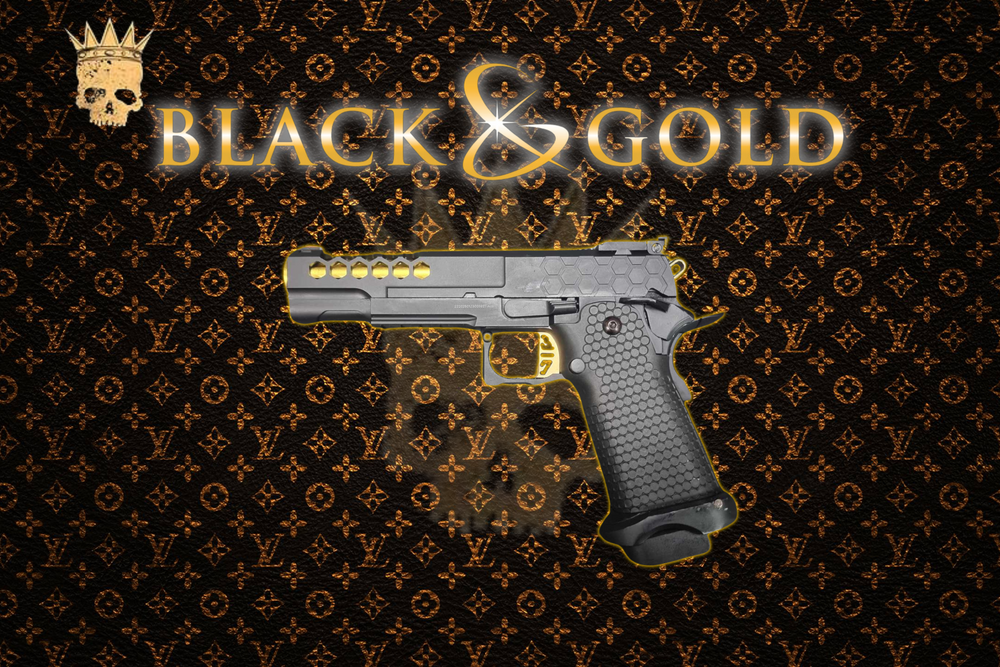 
                  
                    Black & Gold Custom GBB Gel Blaster
                  
                