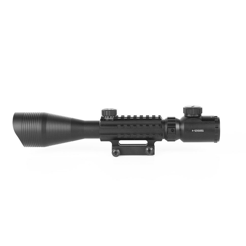 4–12×50EG Hunting Scope – Black Aluminum Alloy, Red & Green Illuminated Reticle, Fully Multi-Coated Optics