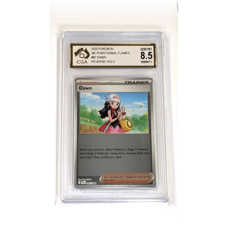 CGA Graded Pokemon ME02: Phantasmal Flames #087 Dawn (Supporter) - Graded 8.5