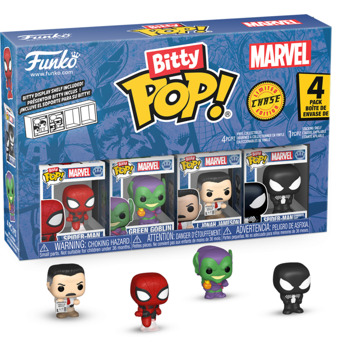 Spider-Man - Spider-Man, Green Goblin, J. Jonah Jameson & Mystery Chase Bitty Pop! Vinyl Figure 4-Pack