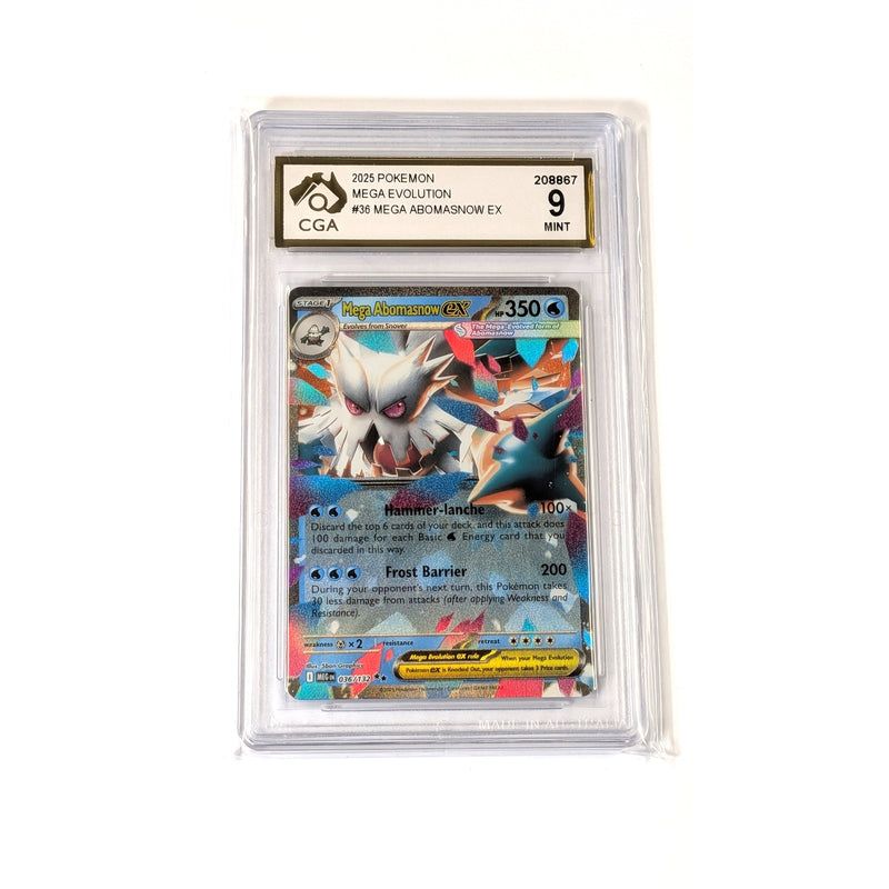 CGA Graded Pokemon ME01: Mega Evolution #036 Mega Abomasnow ex - Graded 9