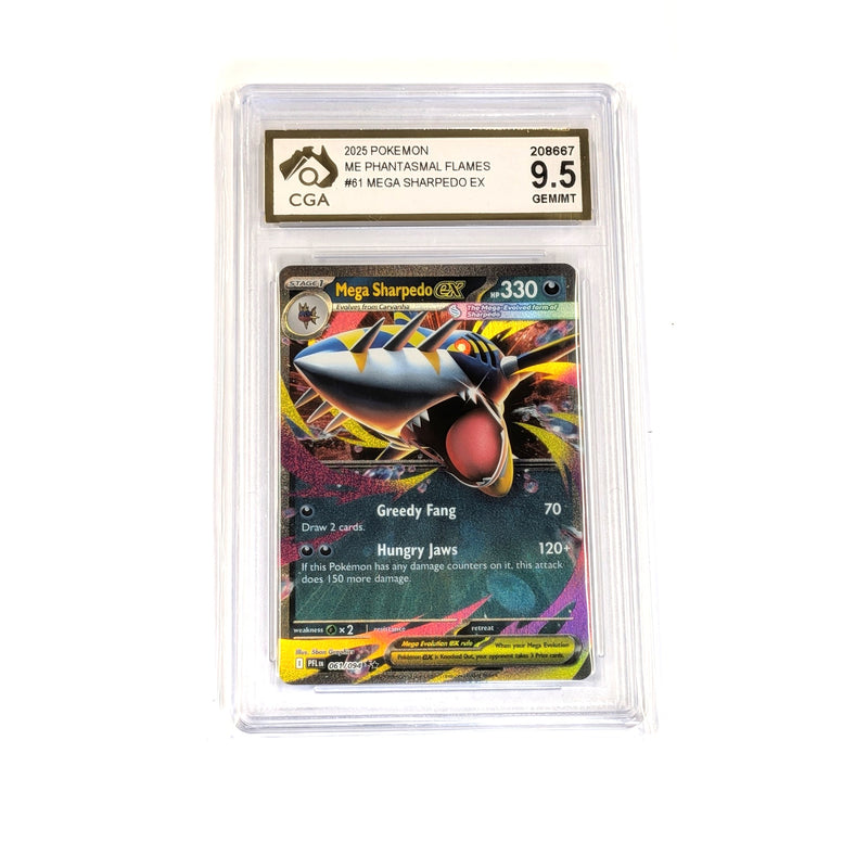 CGA Graded Pokemon ME02: Phantasmal Flames #061 Mega Sharpedo ex - Graded 9.5