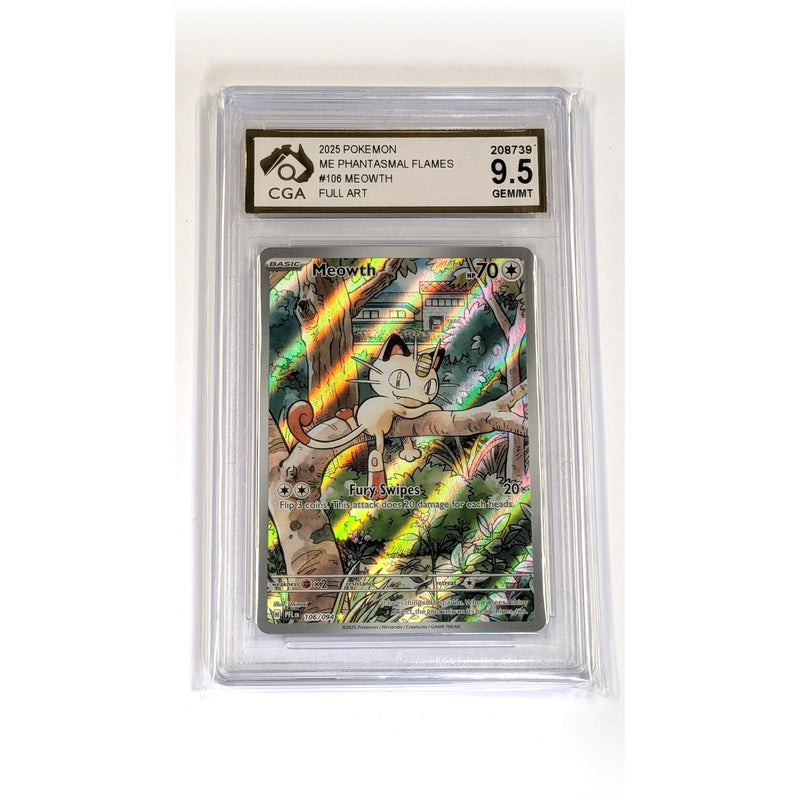CGA Graded Pokemon ME02: Phantasmal Flames #106 Meowth - Graded 9.5