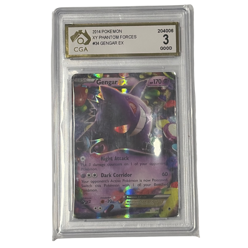 CGA Graded Pokemon XY Phantom Forces #34 Gengar EX - Grade 3
