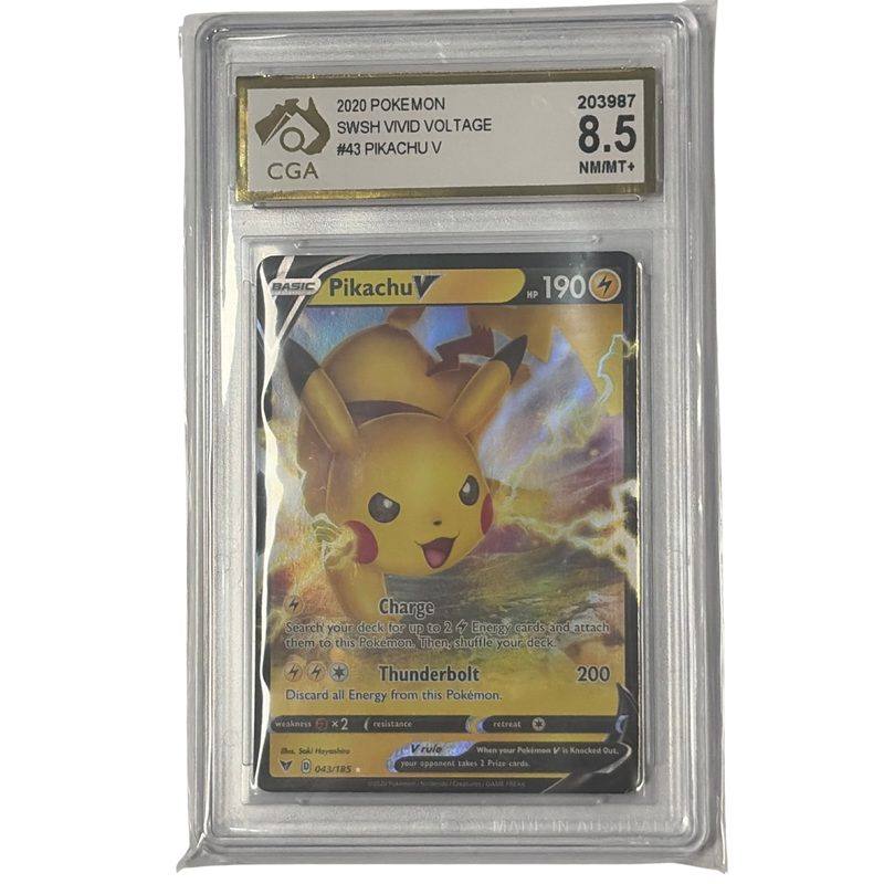 CGA Graded Pokemon Sword & Shield: Vivid Voltage #43 Pikachu V - Graded 8.5