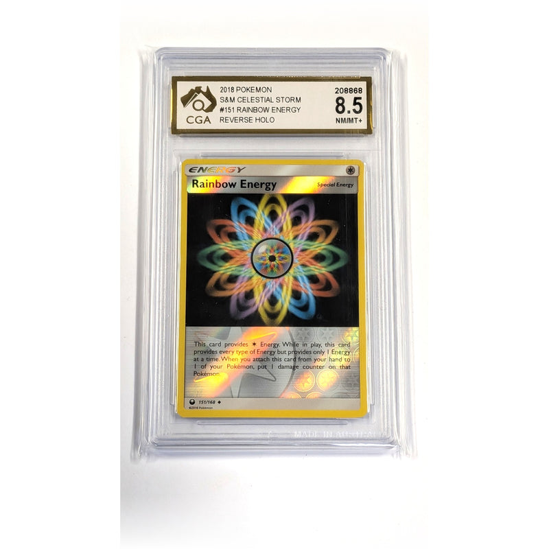 CGA Graded Pokemon SM: Celestial Storm #151 Rainbow Energy - Graded 8.5