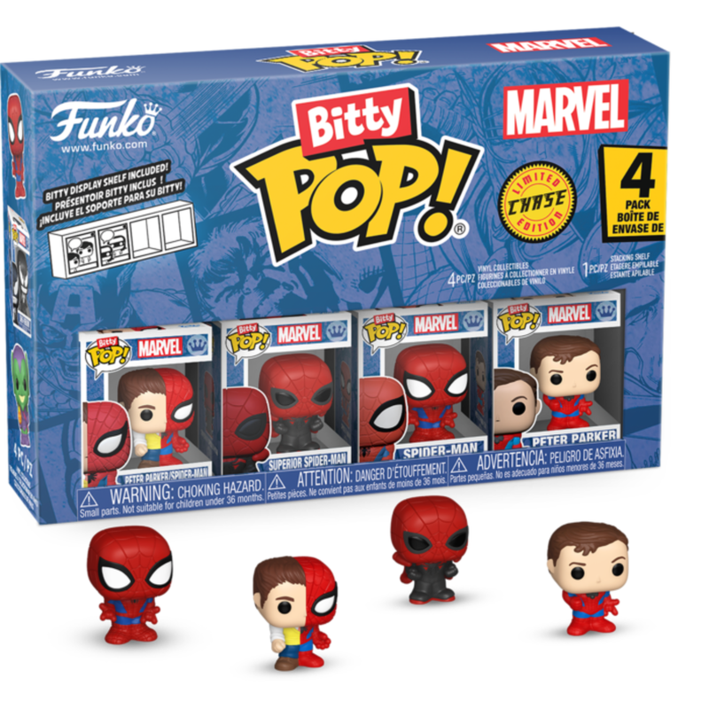 Spider-Man - Peter Parker/ Spider-Man, Superior Spider-Man, Spider-Man & Mystery Chase Bitty Pop! Vinyl Figure 4-Pack