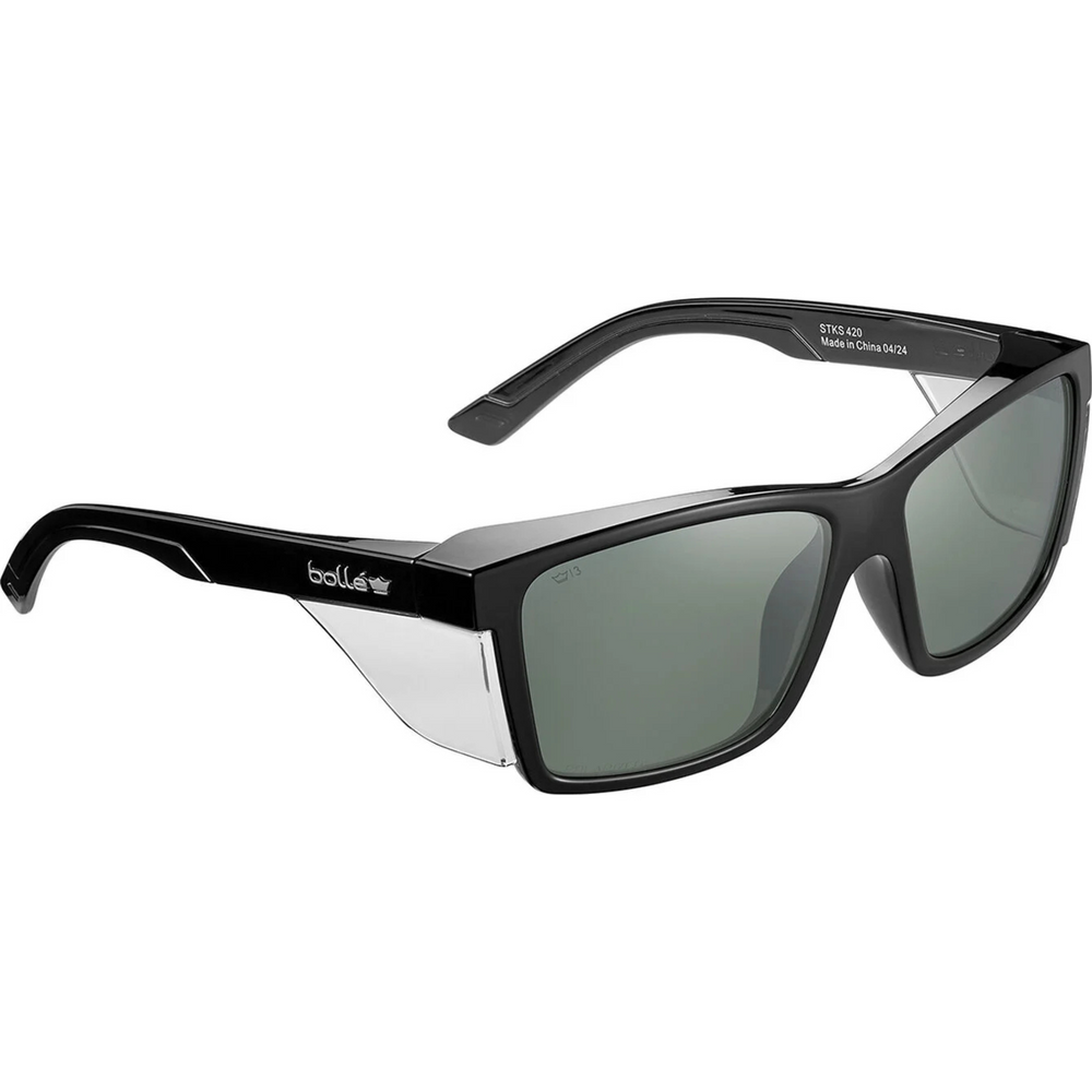 Bolle STKS 420 Smoke Polarized PC Lens - AS - Black Gloss PC Temples/Frame