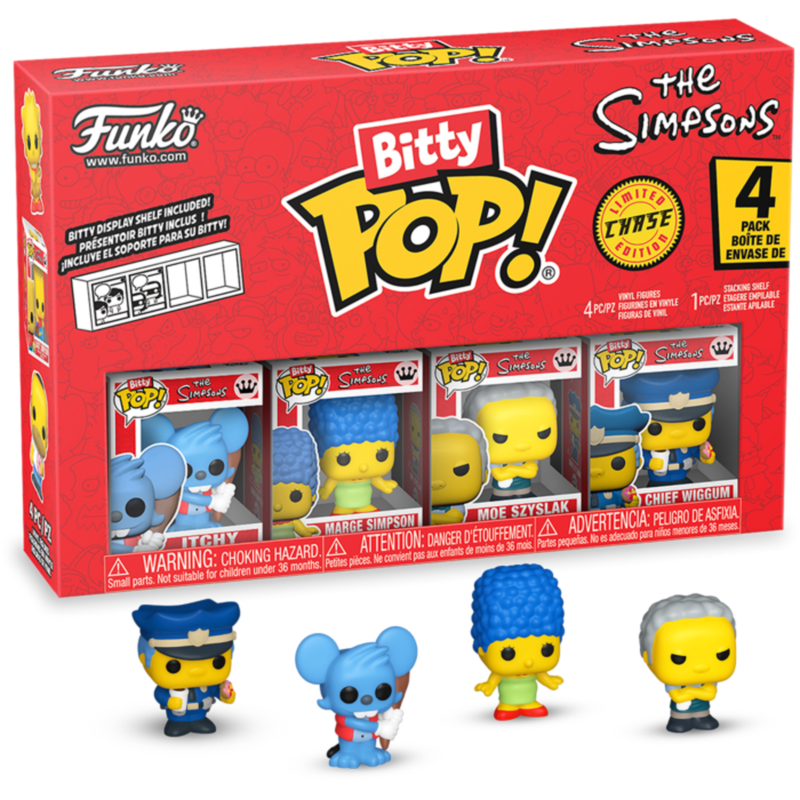 Simpsons - Itchy, Marge Simpson, Moe Szyslak & Mystery Chase Bitty Pop! Vinyl Figure 4-Pack