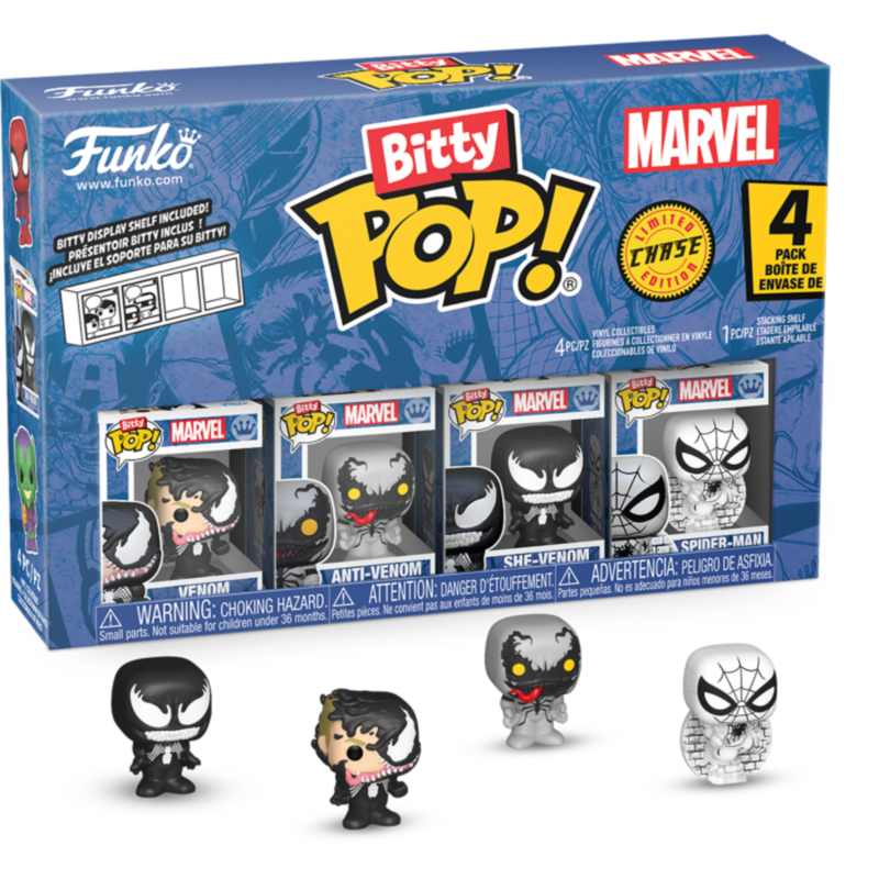 Spider-Man - Venom, Anti-Venom, She-Venom & Mystery Chase Bitty Pop! Vinyl Figure 4-Pack
