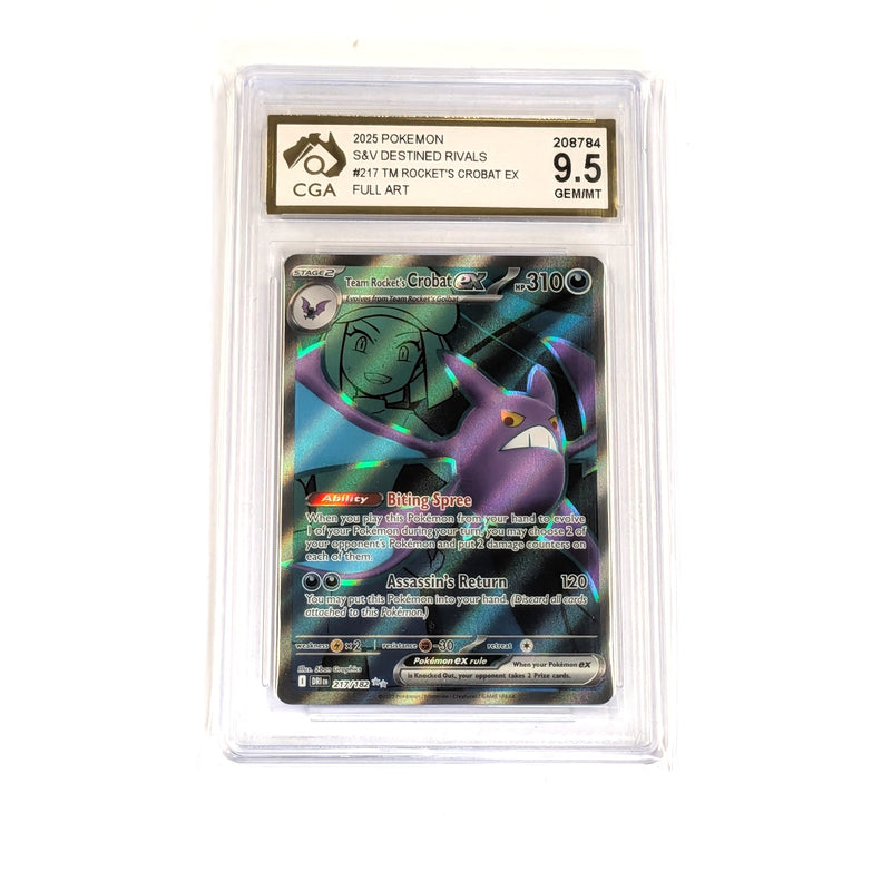 CGA Graded Pokemon SV10: Destined Rivals #217 Team Rocket's Crobat ex - Graded 9.5