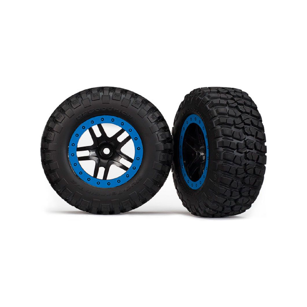 TRAXXAS TYRE & WHEEL GLUED (SCT SS BLK/BLUE 4WD)
