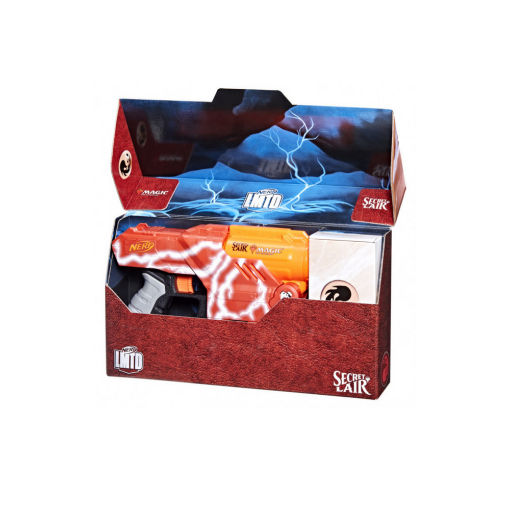 Nerf X Magic: The Gathering Secret Lair Blaster (+2 Exclusive MTG Lightning Bolt Cards)