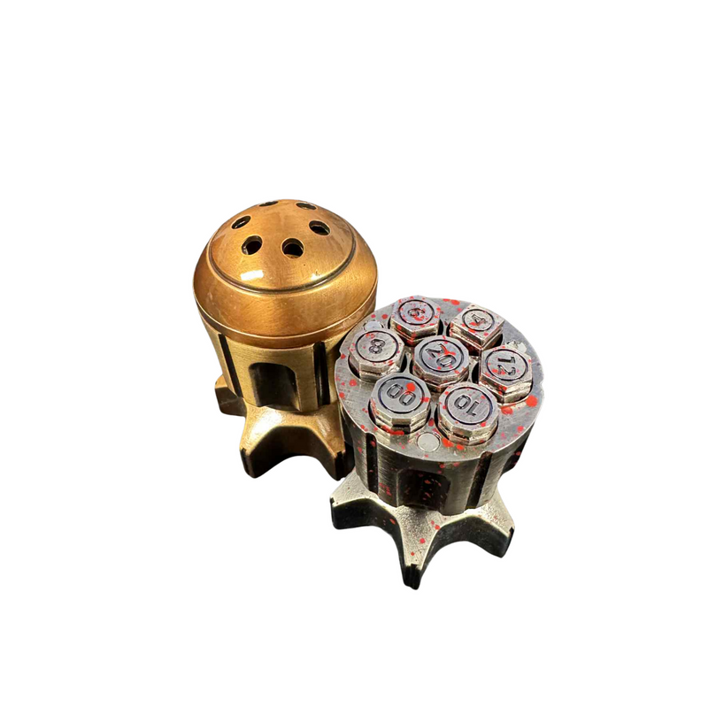 Metal Bullet Dice 7pcs Set  + Spinning Chamber Holder - Available in 2 Colours!