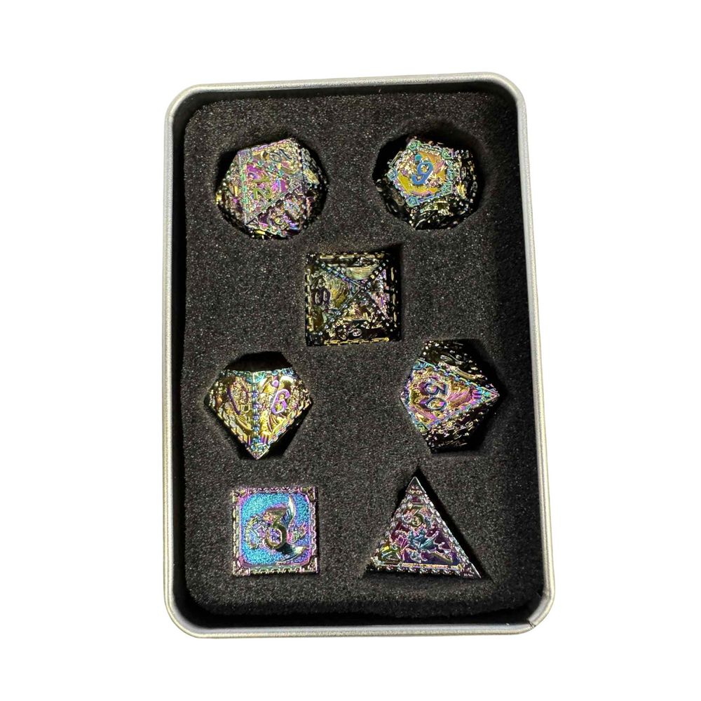Fantasy Dragon Meatal 7pcs Dice Set - 2 Colours Available!