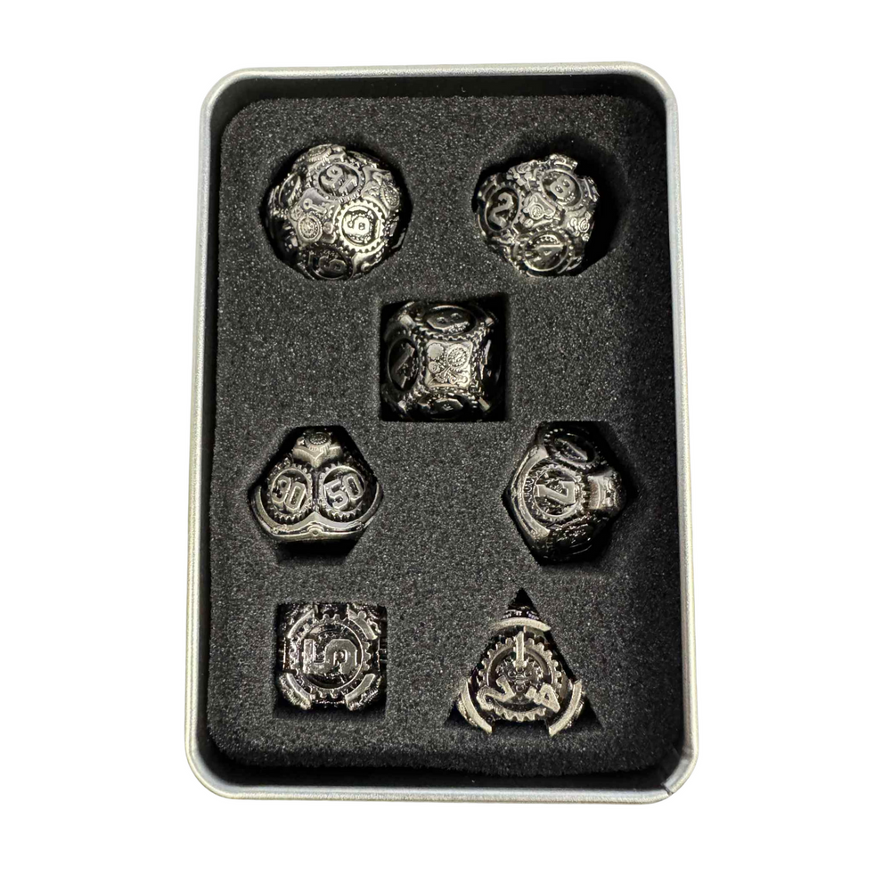
                  
                    Steampunk 7pcs Metal Dice Set - Available in Gold or Silver!
                  
                