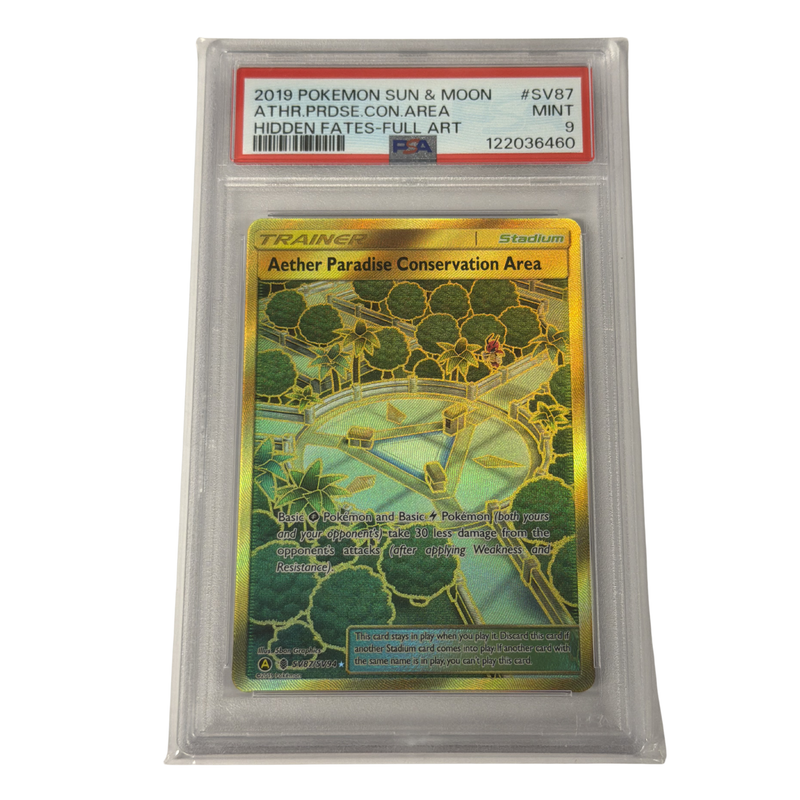 PSA Graded 9 Mint -2019 -Aether Paradise Conservation Area- Hidden Fates Full Art