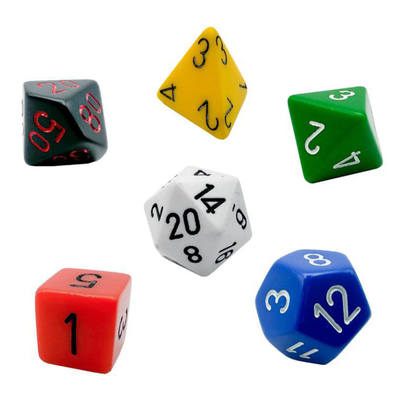 Ostalgia Opaque Gm and Beginner Player Polyhedral 7-Die Set