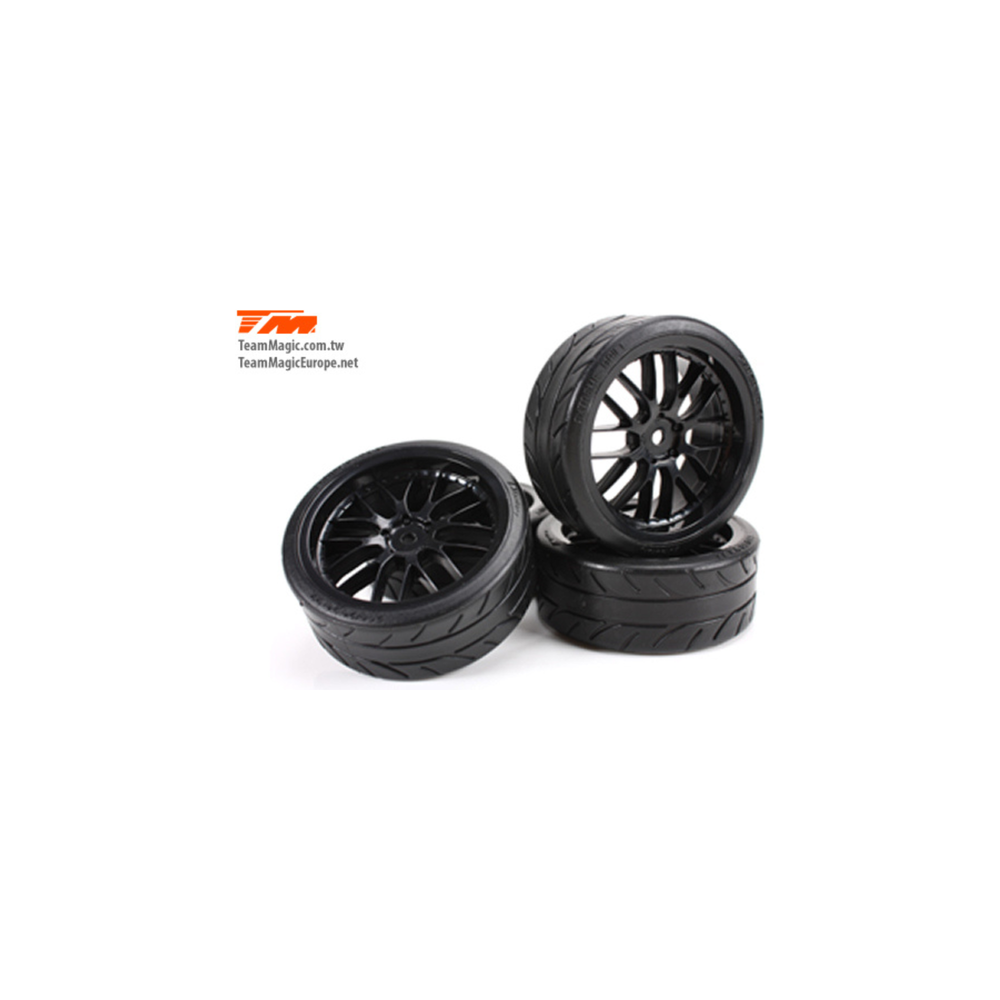 Team Magic 8-Spoke Mounted Radial Tyre Black E4D