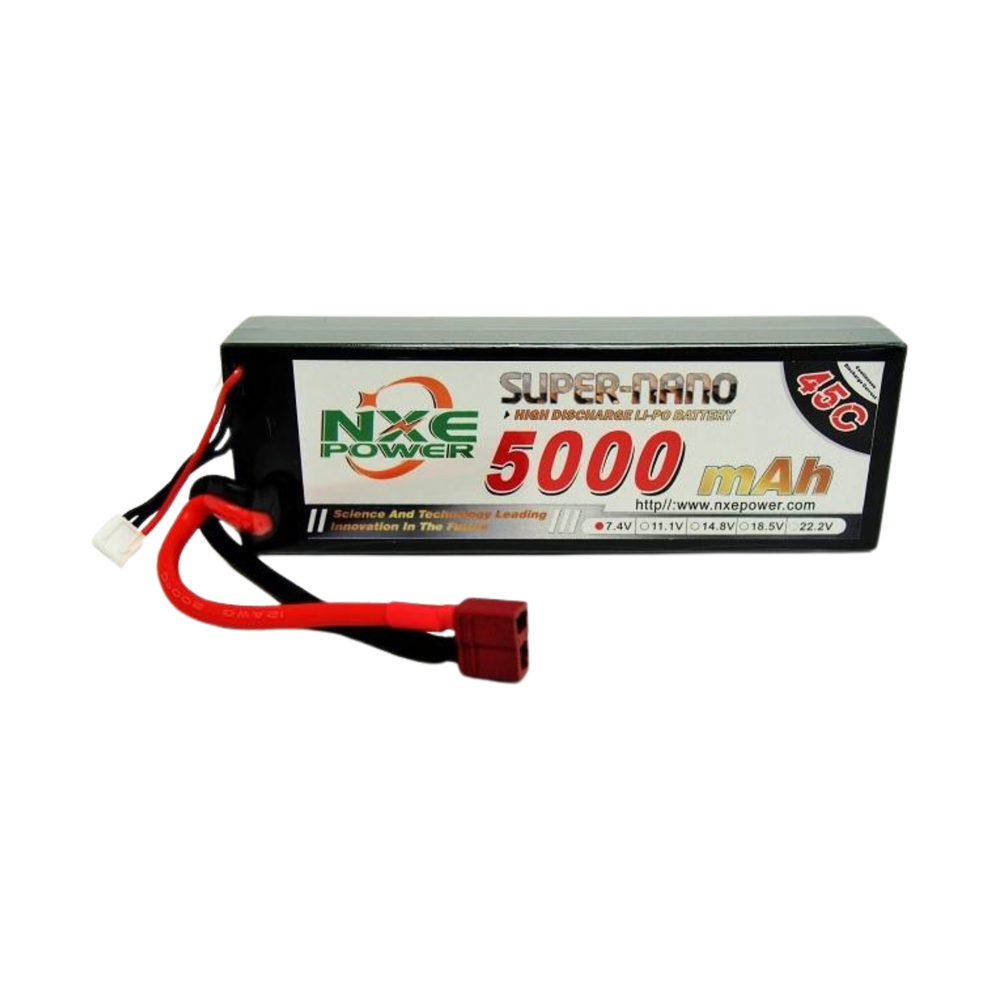 NXE 7.4v 5000mah 45c Hard case Lipo w/Deans