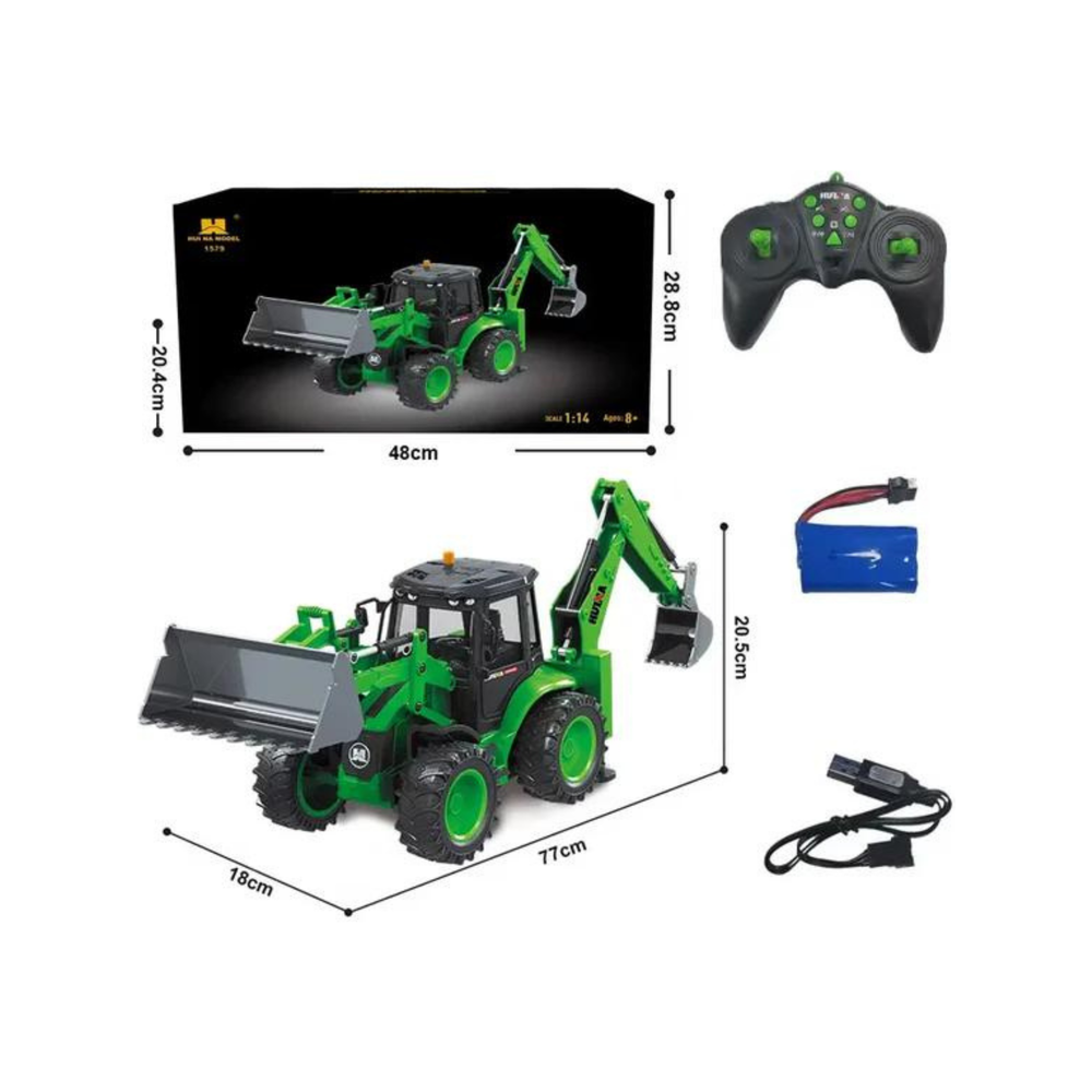 HUINA 1/14 1579 Remote Control Backhoe Loader/Excavator 2.4G 9CH (2024 Model)
