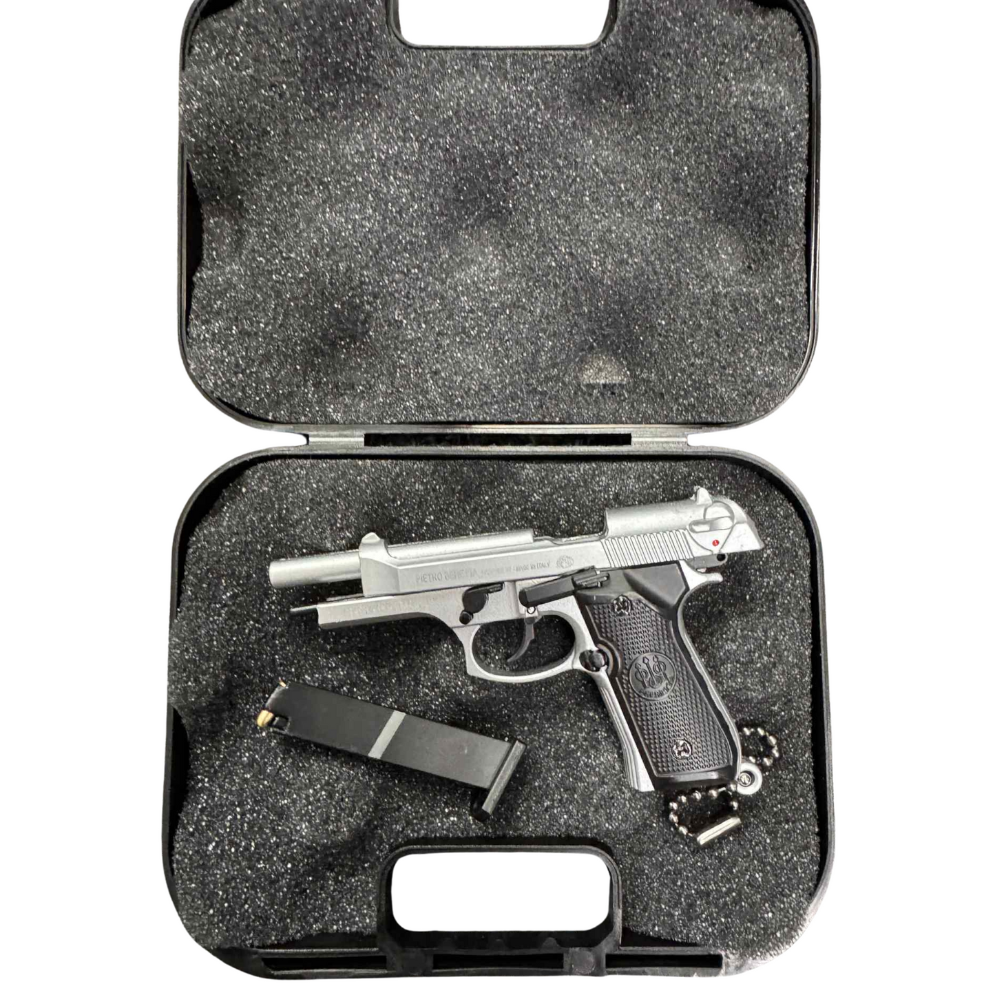 
                  
                    Mini M92 Beretta Keychain – Functional Slide with Imitation Round
                  
                