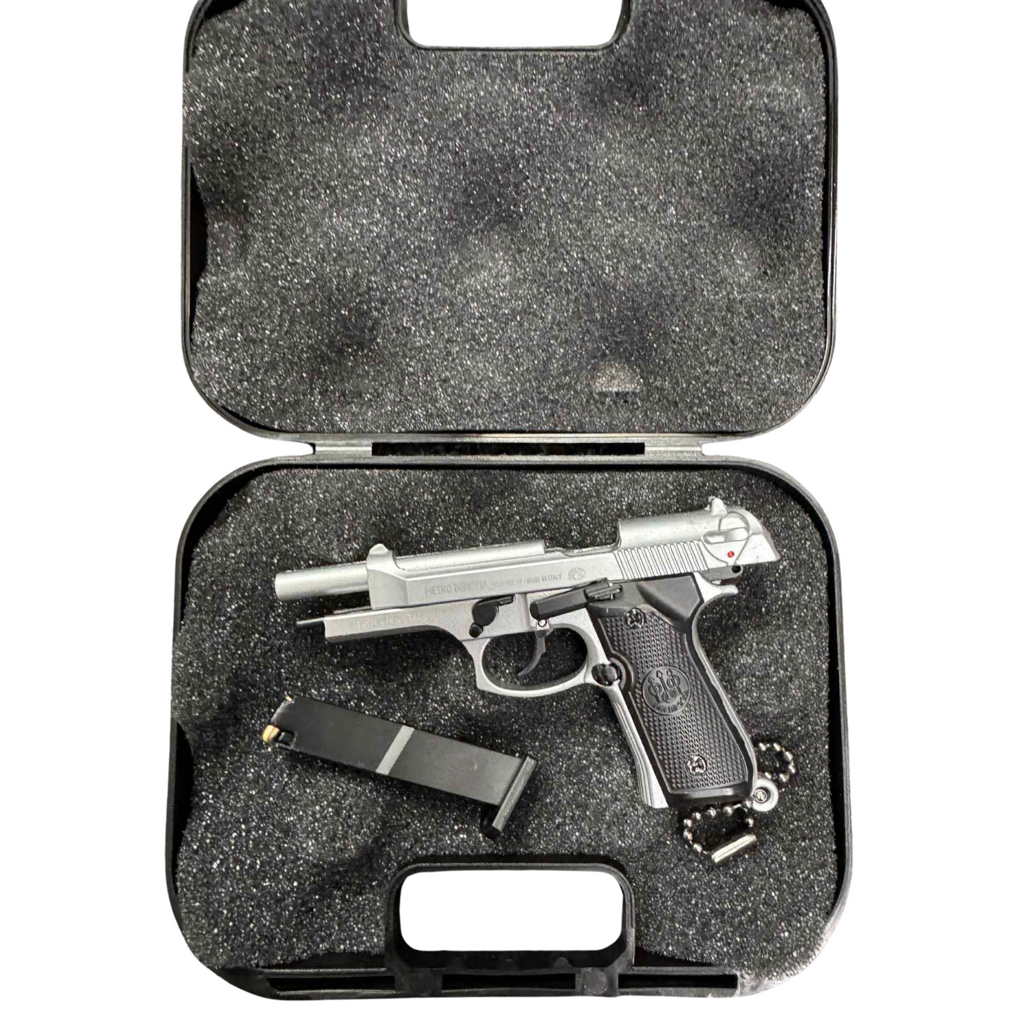 
                  
                    Mini M92 Beretta Keychain – Functional Slide with Imitation Round
                  
                