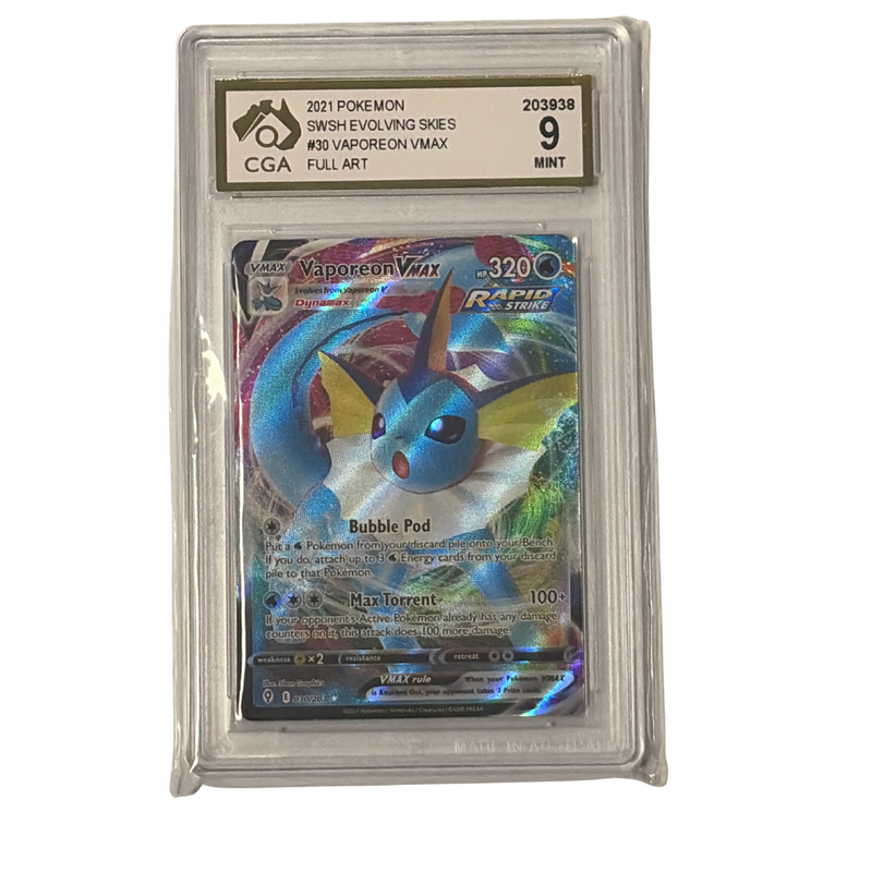 CGA Graded Pokemon Sword & Shield: Evolving Skies #30 Vaporeon VMAX - Graded 9